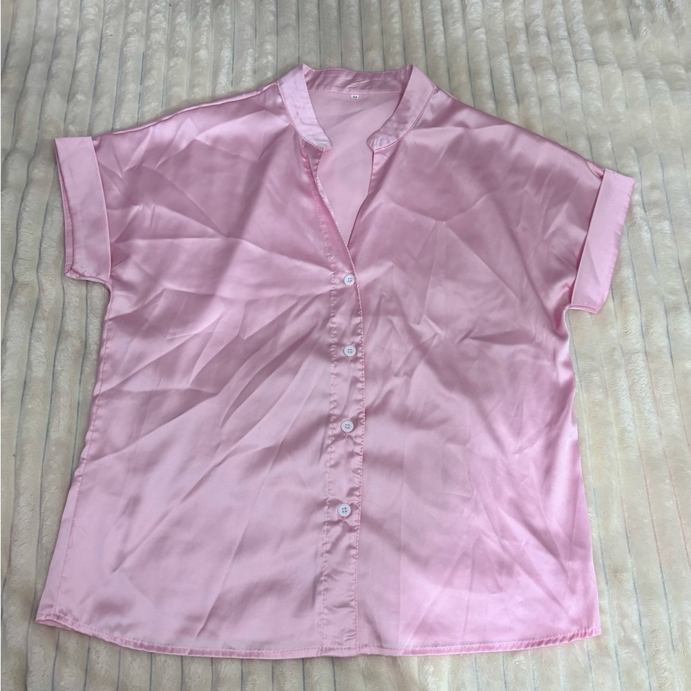 Pink Satin Women's Blouse